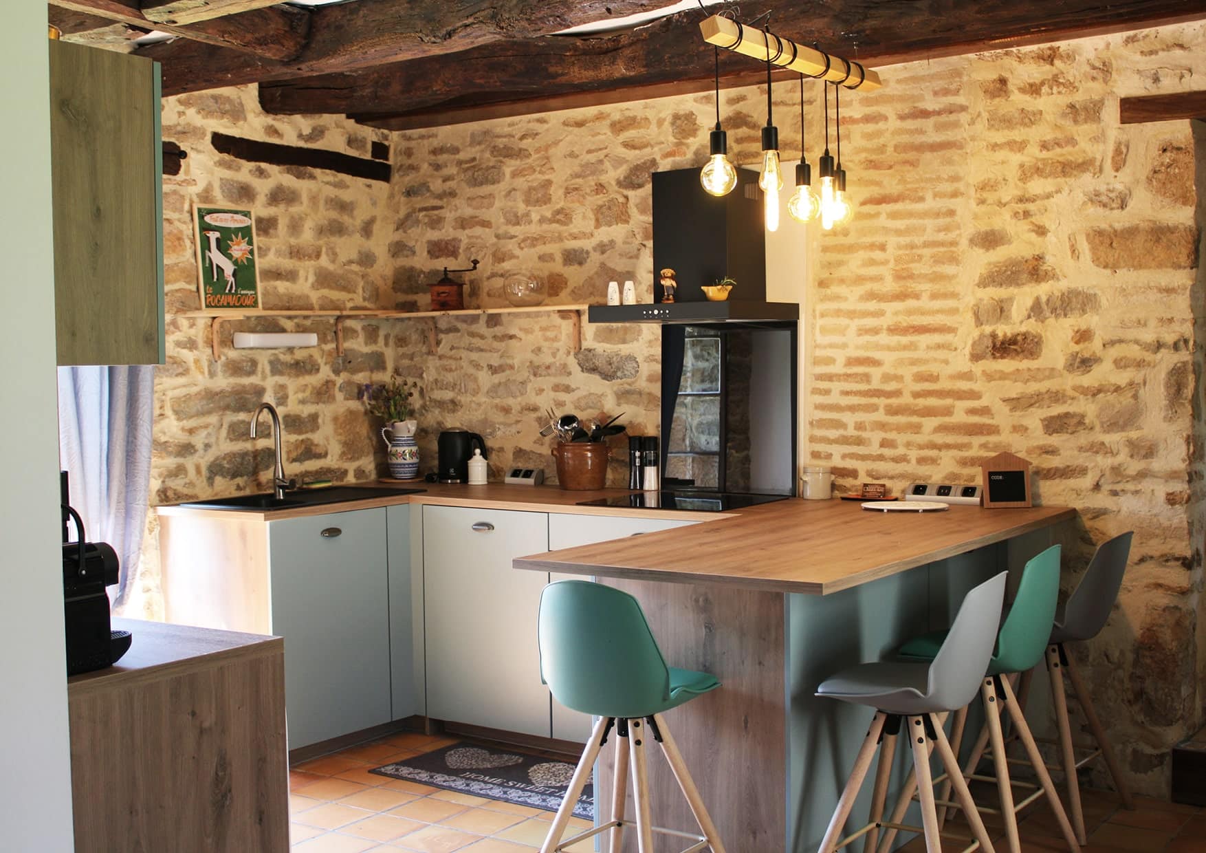 Cuisine du gîte O’soleil couchant village de rocamadour